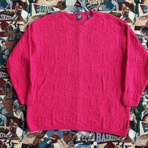 Vintage Gap Hot Pink Textured Sweater